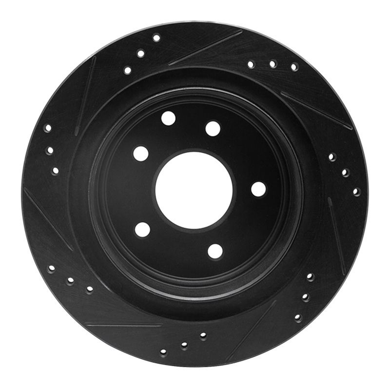 Infiniti Q45 Brake Rotor (1) - Rear Right - R1 Concepts - Drilled & Slotted - Black - `02-`06